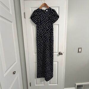 Calvin Klein Navy and White Polka Dot Jumpsuit